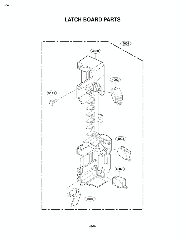 LATCH BOARD PARTS Diagram and Parts List for LMVH1750ST AS1ELGA LG Microwave