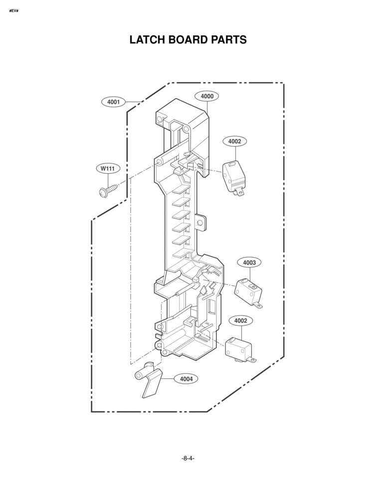 LATCH BOARD PARTS Diagram and Parts List for LMV1976ST  LG Microwave