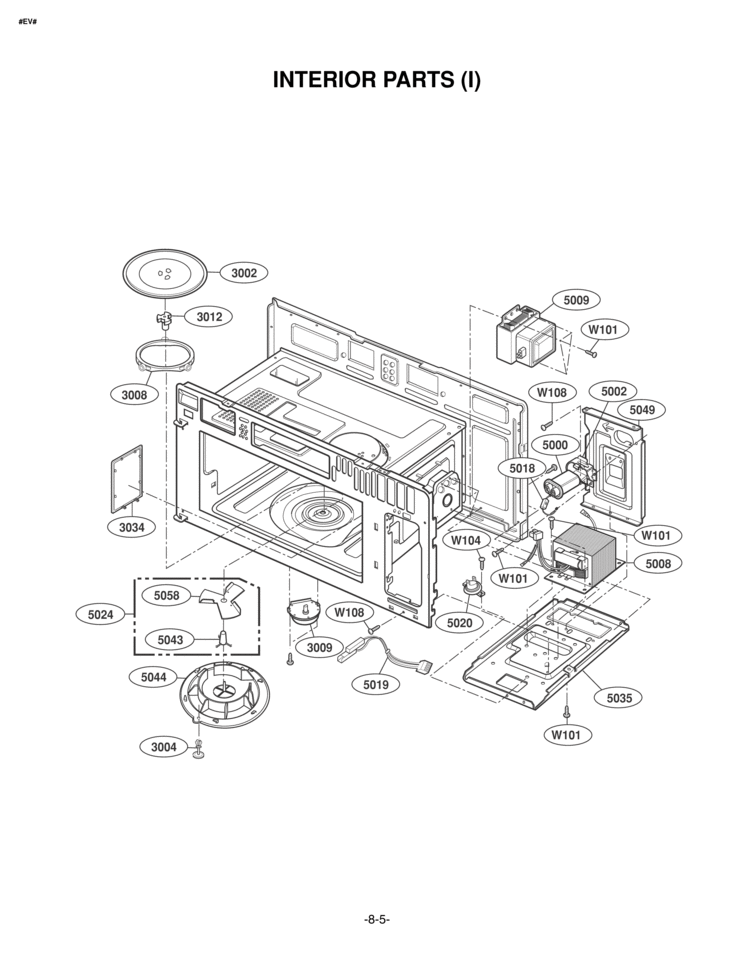INTERIOR PARTS I Diagram and Parts List for LMV1976ST  LG Microwave