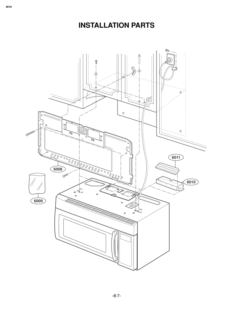 INSTALLATION PARTS Diagram and Parts List for LMV1825SBQ  LG Microwave