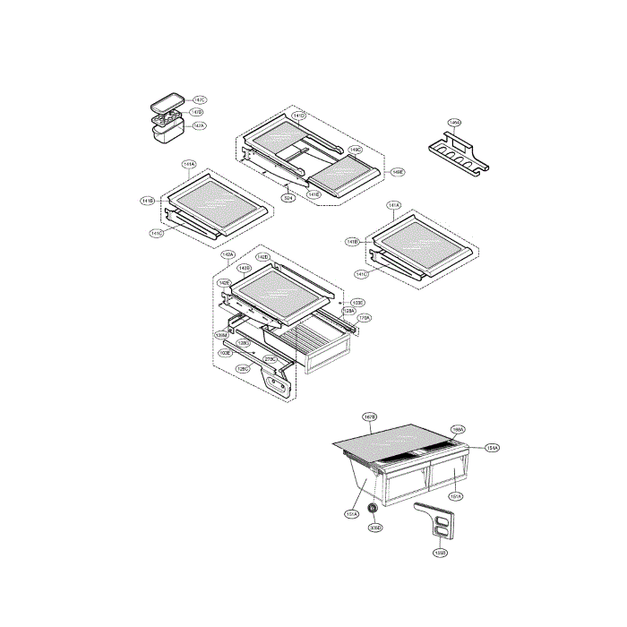 Refrigerator Diagram and Parts List for LFD22860ST 00 LG Refrigerator