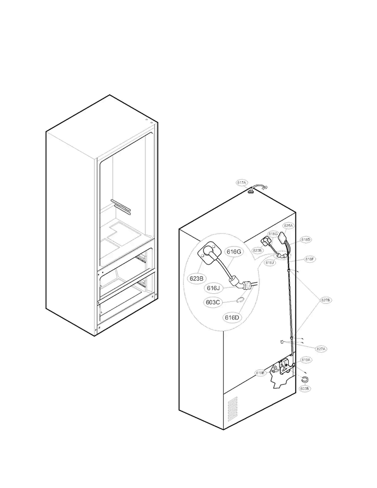 Valve And Water Parts Diagram and Parts List for LMX25984ST 00 LG Refrigerator