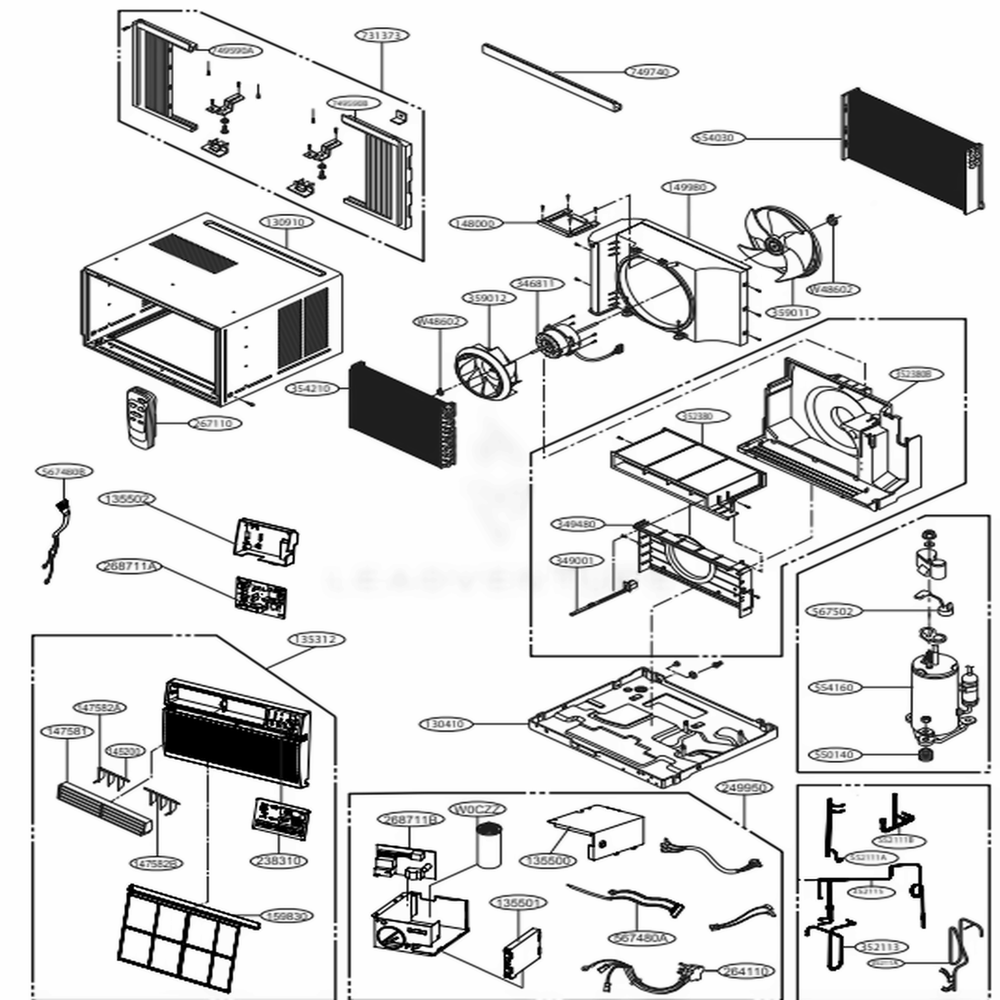 Main Diagram and Parts List for LW1016ER AT1AHDS LG Air Conditioner
