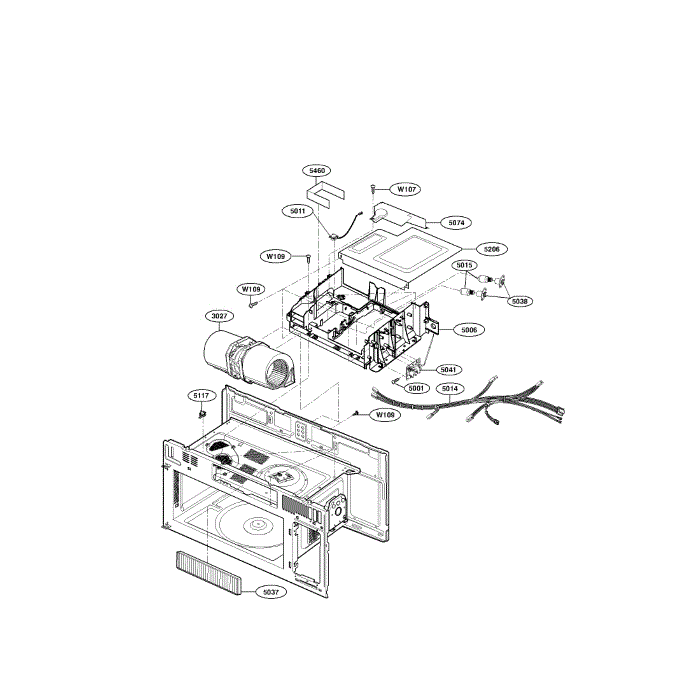 Interior 2 Diagram and Parts List for LMH2016SB 00 LG Microwave Oven Combo