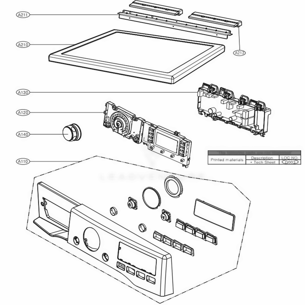 Control Panel And Plate Assembly Touch Lcd Type Diagram and Parts List for DLEX3885W ABWEEUS LG Dryer