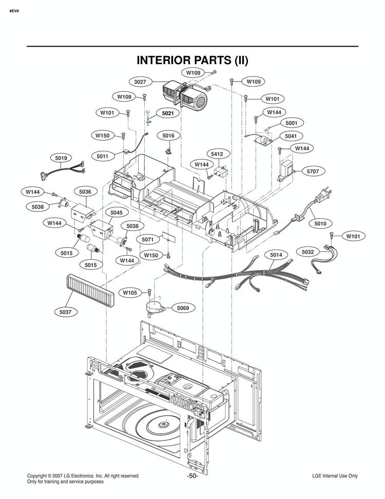 INTERIOR PARTS II Diagram and Parts List for LMVM2085SB  LG Microwave