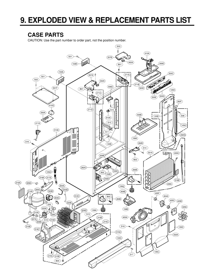 CASE PARTS   EXPLODED VIEW & REPLACEMENT PARTS Diagram and Parts List for LFC21770ST LFC21770ST /03 LG Refrigerator