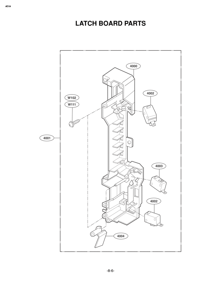 LATCH BOARD PARTS Diagram and Parts List for LMV1650ST LMV1650ST/01 LG Microwave