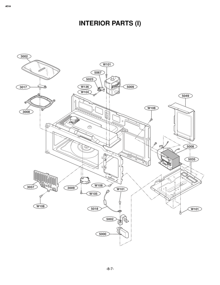 INTERIOR PARTS I Diagram and Parts List for LMV1650ST LMV1650ST/01 LG Microwave