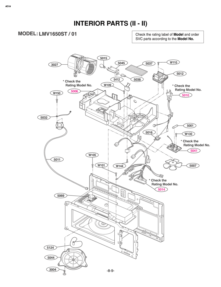 INTERIOR PARTS II  II Diagram and Parts List for LMV1650ST LMV1650ST/01 LG Microwave