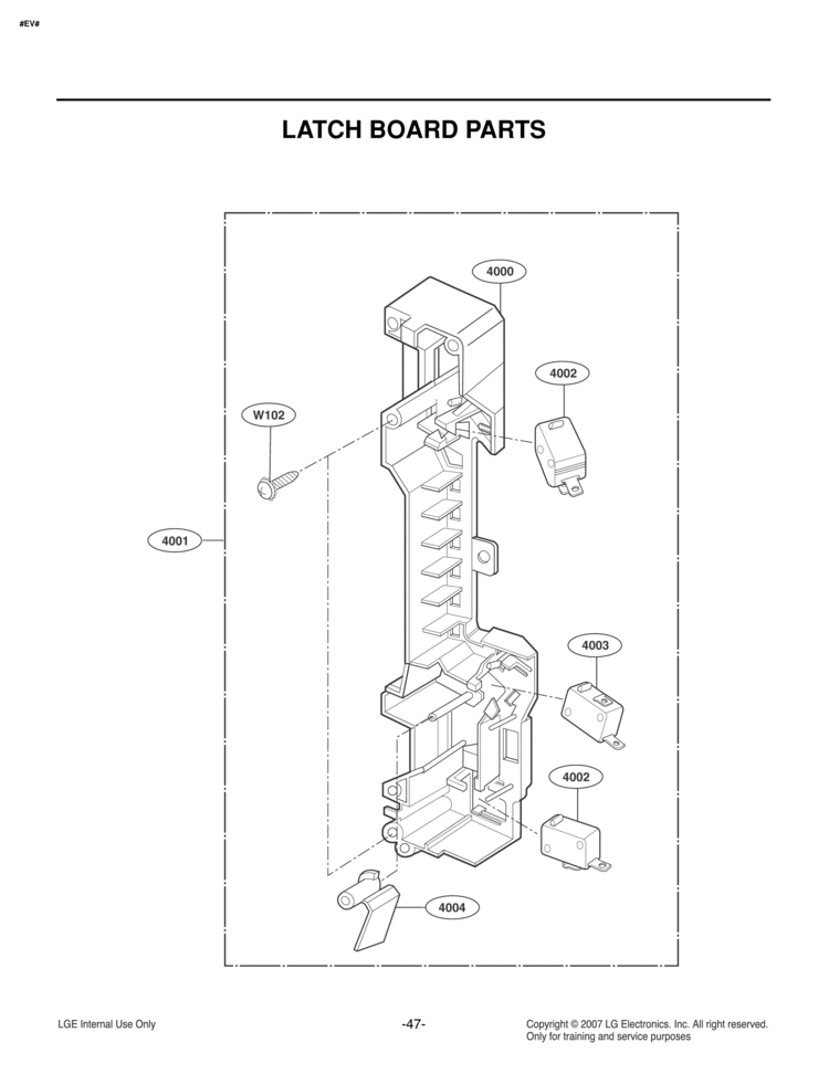 LATCH BOARD PARTS Diagram and Parts List for LMV1680BB  LG Microwave