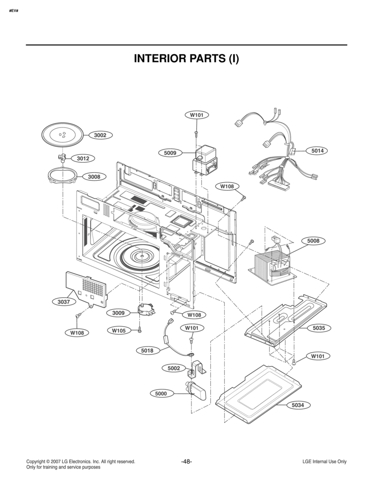 INTERIOR PARTS I Diagram and Parts List for LMV1680BB  LG Microwave