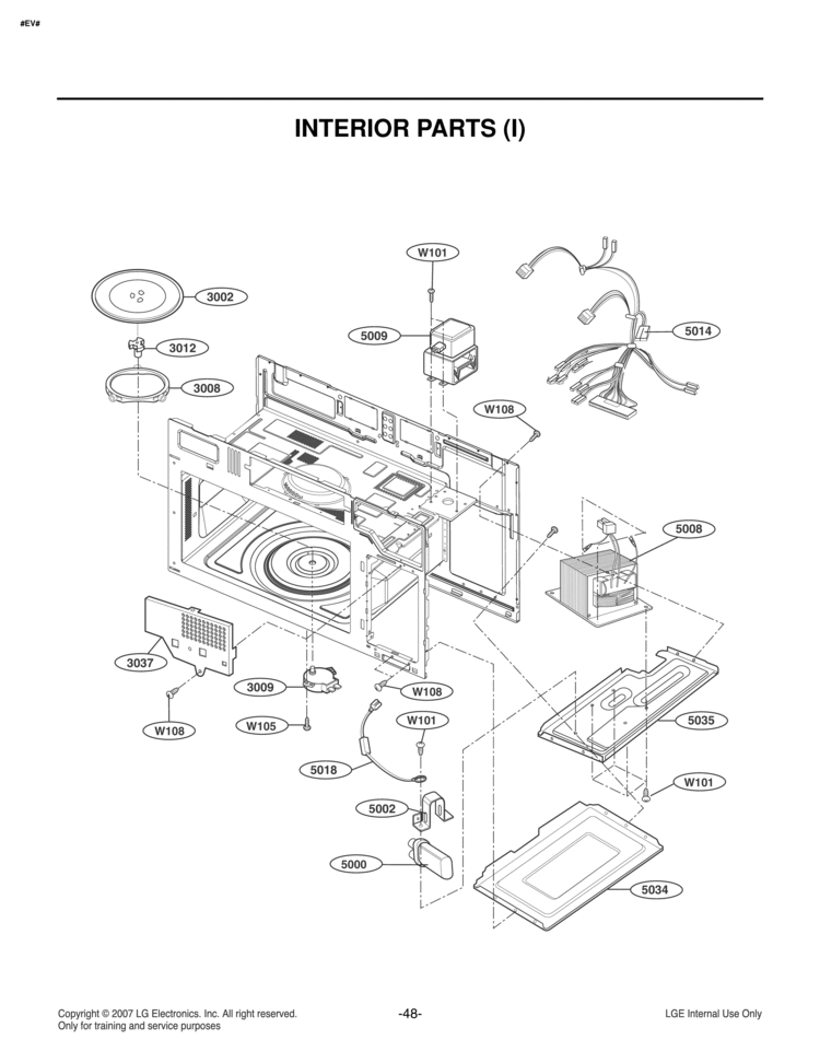 INTERIOR PARTS I Diagram and Parts List for LMV1680ST  LG Microwave