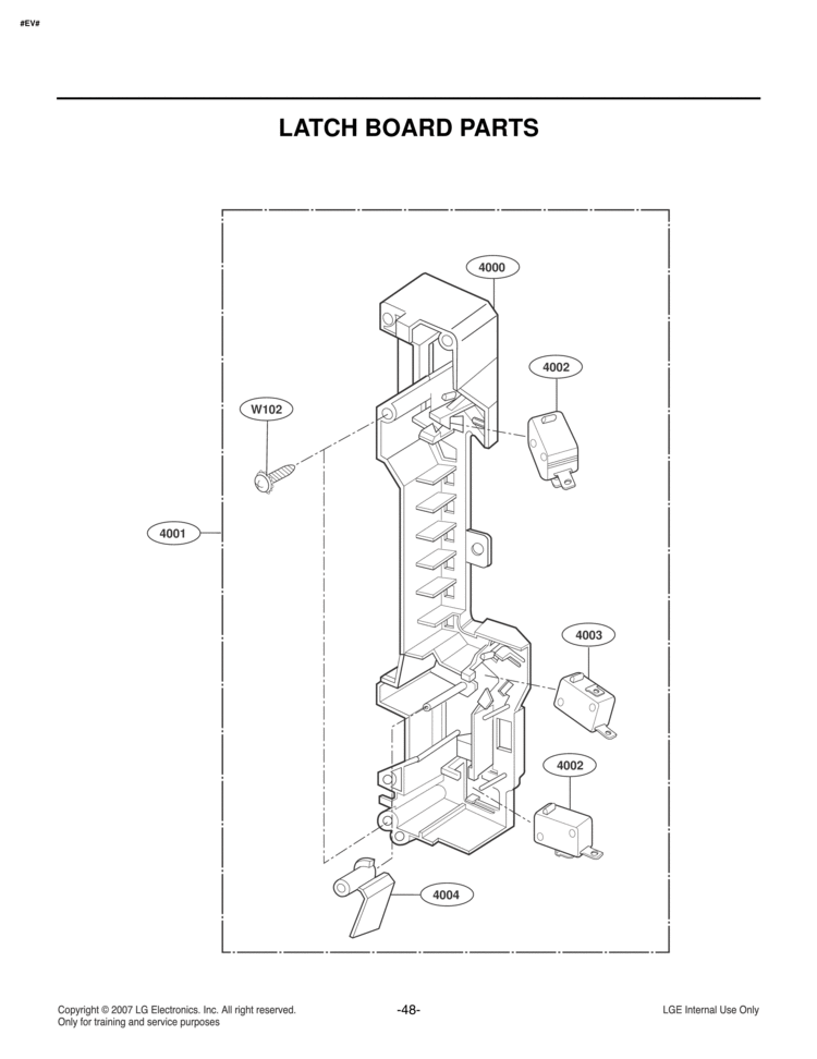 LATCH BOARD PARTS Diagram and Parts List for LMVM2085ST  LG Microwave