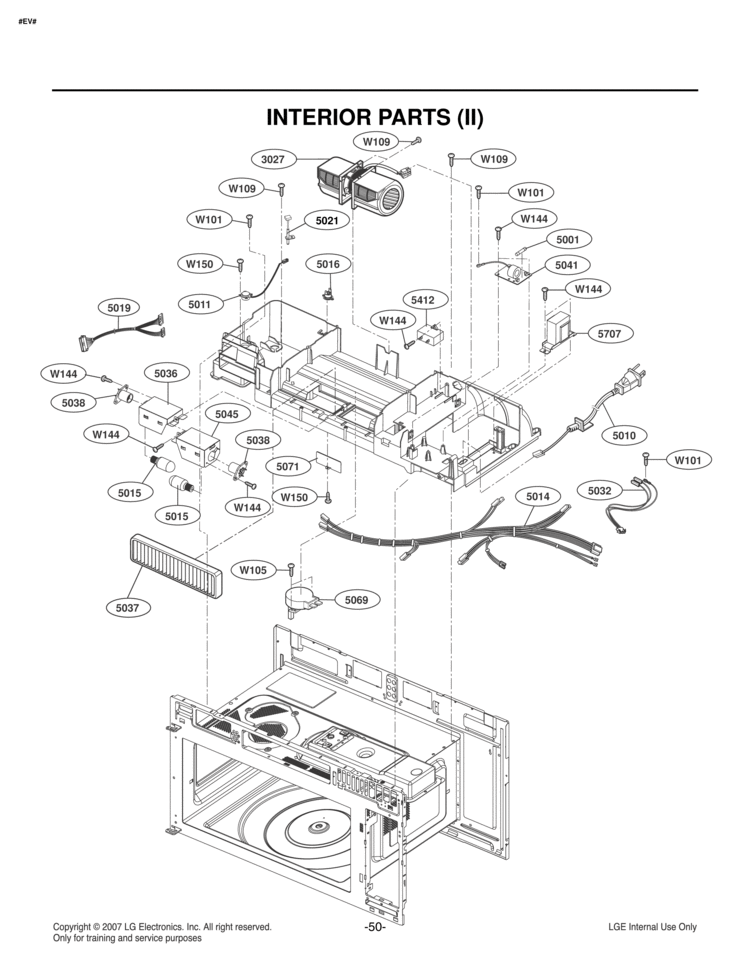 INTERIOR PARTS II Diagram and Parts List for LMVM2085ST  LG Microwave