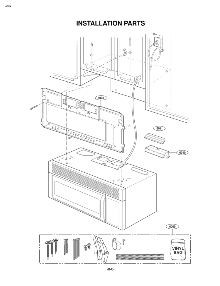 INSTALLATION PARTS Diagram and Parts List for MV1501W MV1501W/01 LG Microwave