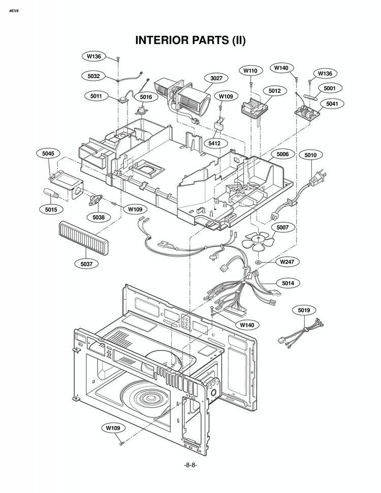 INTERIOR PARTS II Diagram and Parts List for LMV2083ST  LG Microwave