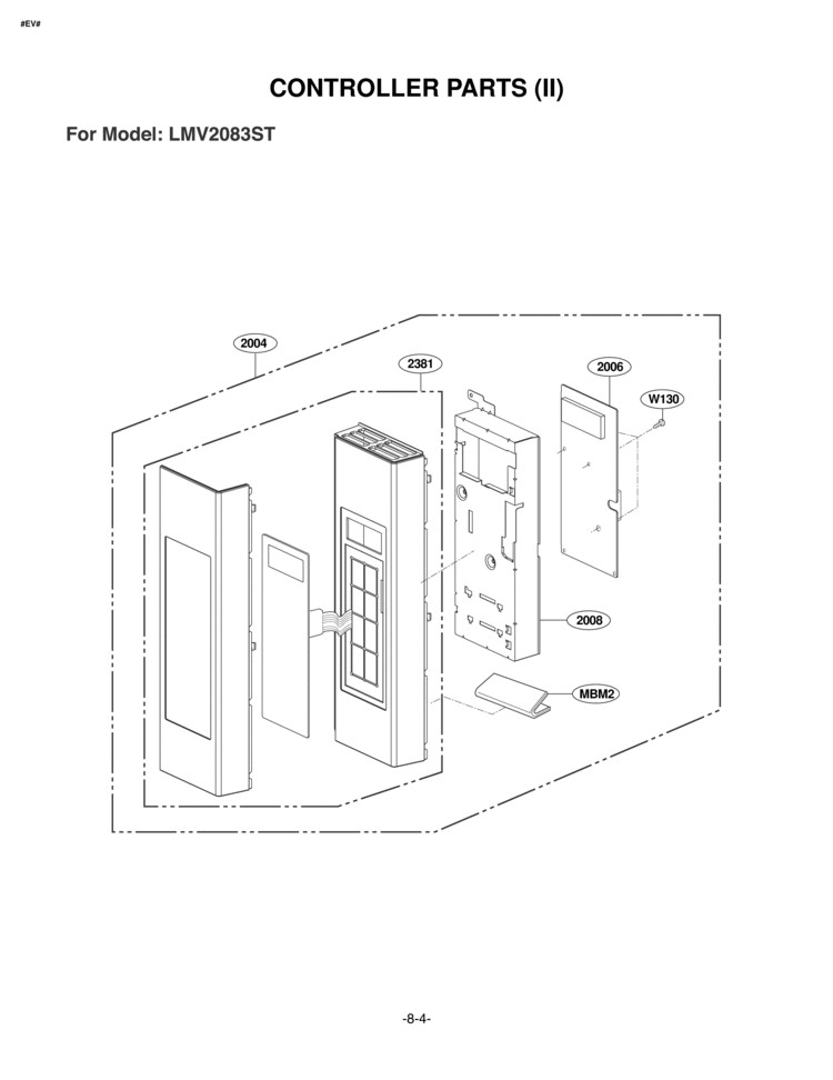 CONTROLLER PARTS II Diagram and Parts List for LMV2083ST LMV2083ST/01 LG Microwave