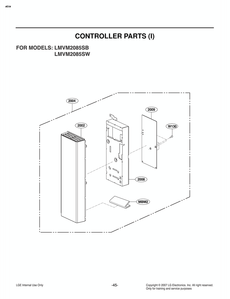 CONTROLLER PARTS I Diagram and Parts List for LMVM2085SB LMVM2085SB/01 LG Microwave