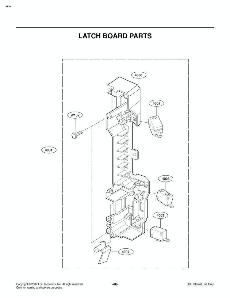 LATCH BOARD PARTS Diagram and Parts List for LMVM2085ST LMVM2085ST/01 LG Microwave