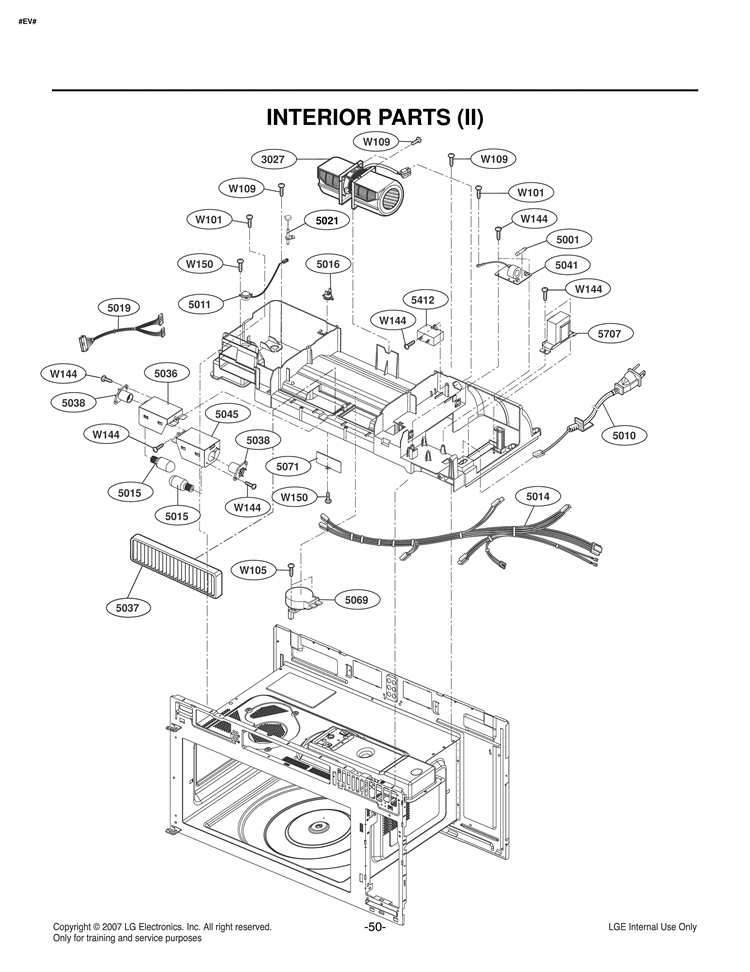 INTERIOR PARTS II Diagram and Parts List for LMVM2085ST LMVM2085ST/01 LG Microwave