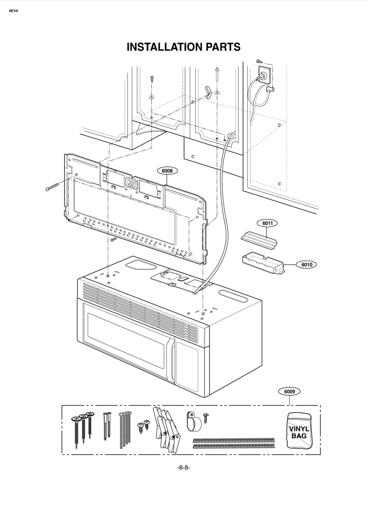 INSTALLATION PARTS Diagram and Parts List for MV1502B MV1502B/01 LG Microwave