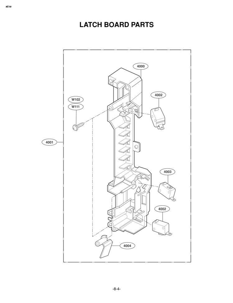 LATCH BOARD PARTS Diagram and Parts List for MV1604ST MV1604ST/01 LG Microwave