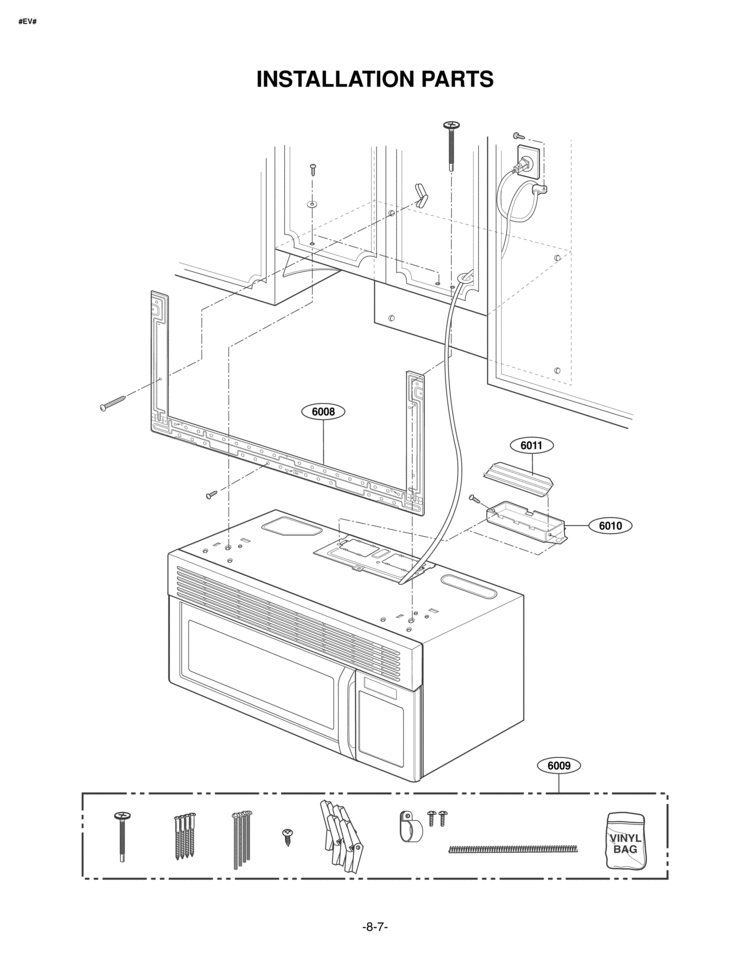 INSTALLATION PARTS Diagram and Parts List for MV1604ST MV1604ST/01 LG Microwave