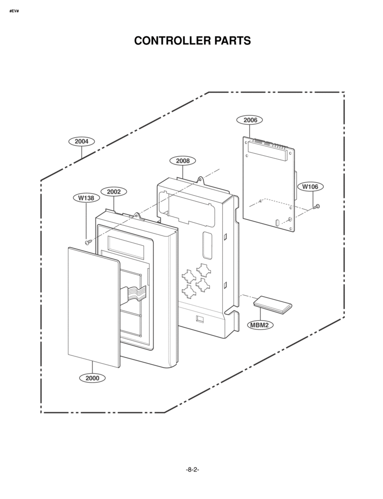 CONTROLLER PARTS Diagram and Parts List for MV1615W  LG Microwave