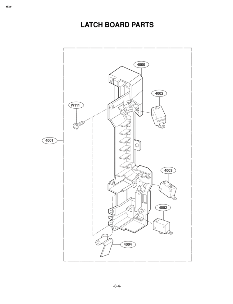 LATCH BOARD PARTS Diagram and Parts List for MV1615W  LG Microwave