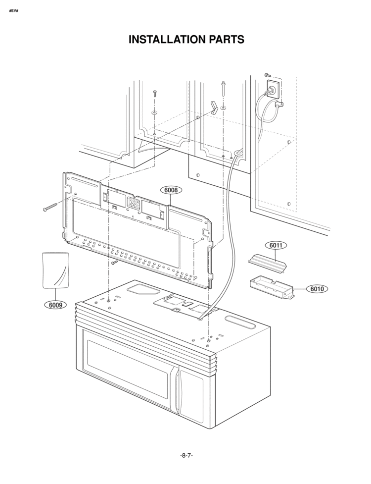 INSTALLATION PARTS Diagram and Parts List for MV1615W  LG Microwave