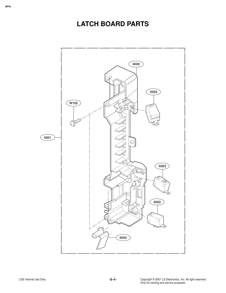 LATCH BOARD PARTS Diagram and Parts List for MVH1670ST  LG Microwave