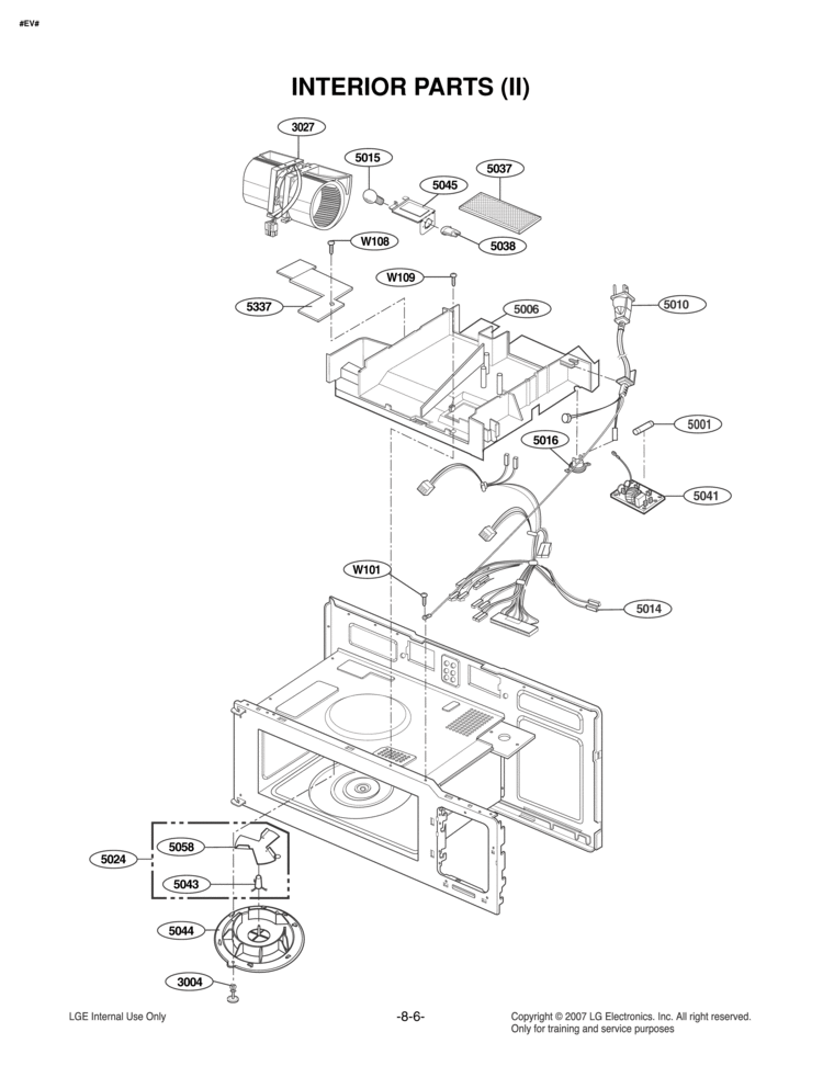 INTERIOR PARTS II Diagram and Parts List for MVH1670ST  LG Microwave