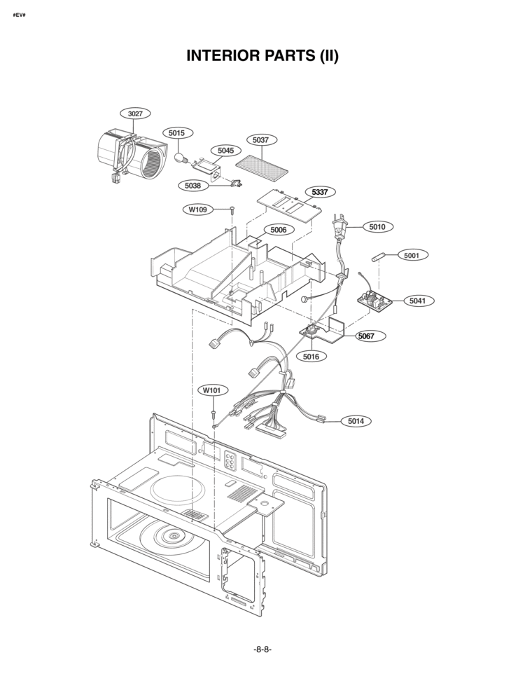 INTERIOR PARTS II Diagram and Parts List for MV1610WW  LG Microwave
