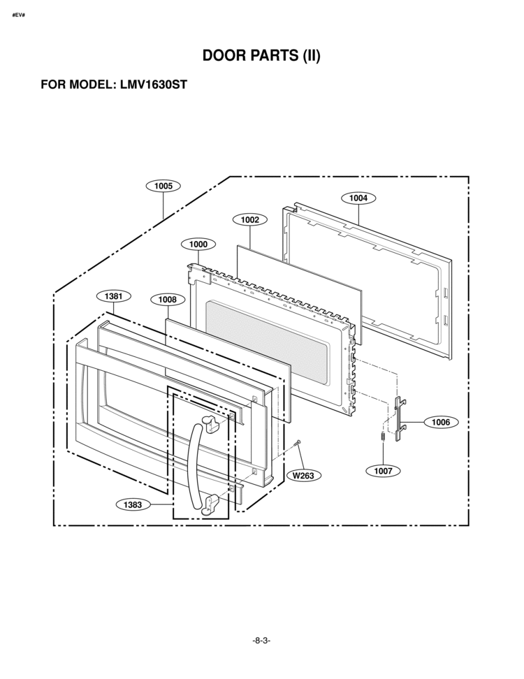 DOOR PARTS II Diagram and Parts List for LMV1630ST  LG Microwave