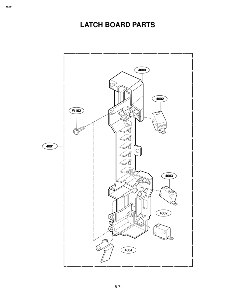 LATCH BOARD PARTS Diagram and Parts List for LMV1630ST  LG Microwave