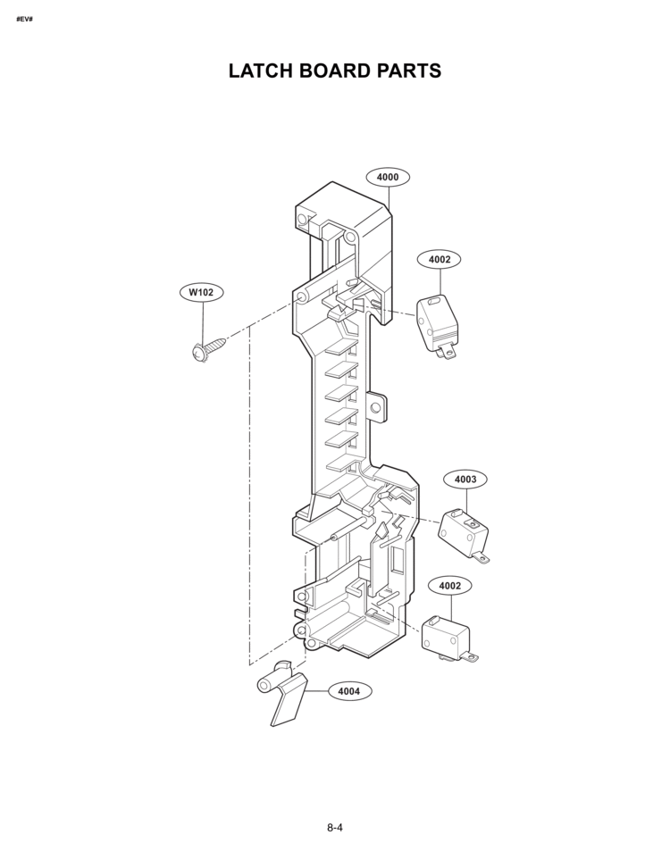 LATCH BOARD PARTS Diagram and Parts List for MVH1615WW  LG Microwave