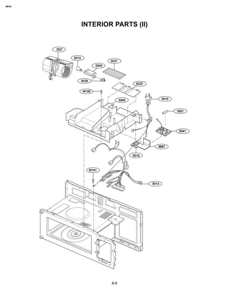 INTERIOR PARTS II Diagram and Parts List for MVH1615WW  LG Microwave