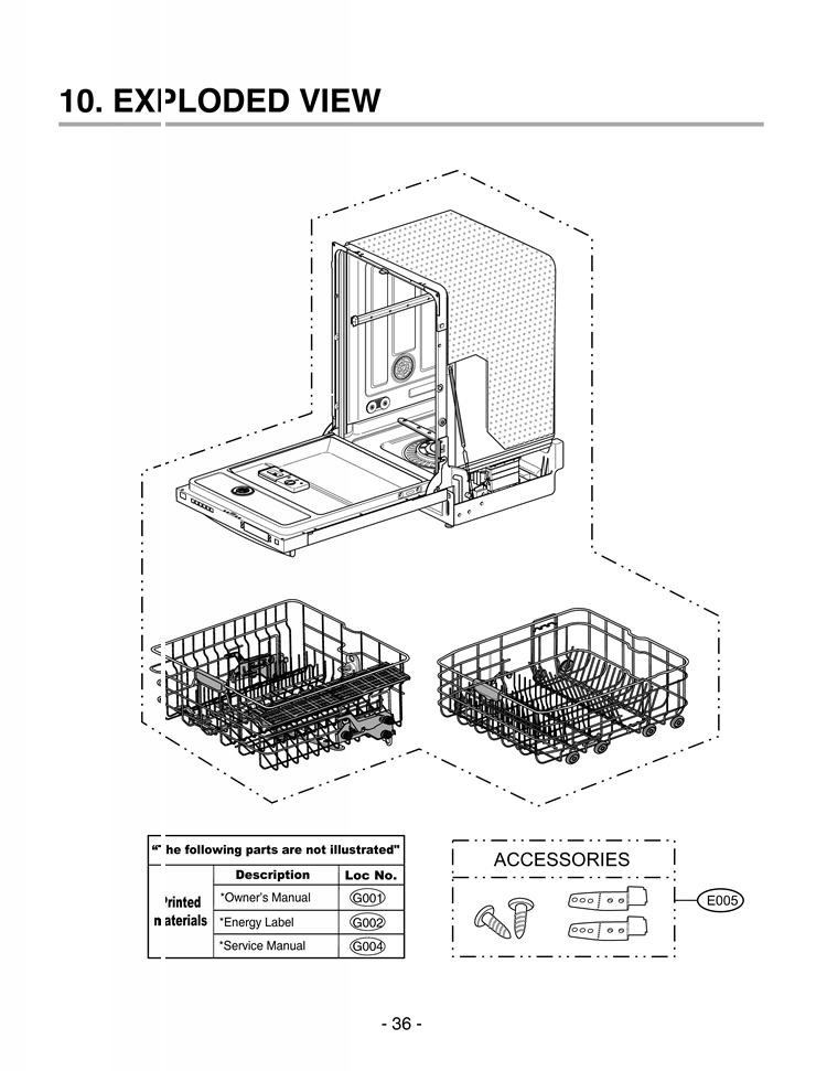 ACCESSORIES   EXPLODED VIEW Diagram and Parts List for LDF9932ST D1412TB LG Dishwasher