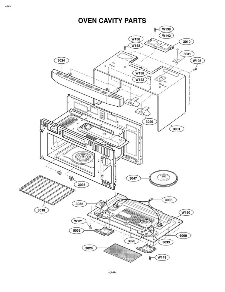 OVEN CAVITY PARTS Diagram and Parts List for LMVM1955SBQ  LG Microwave