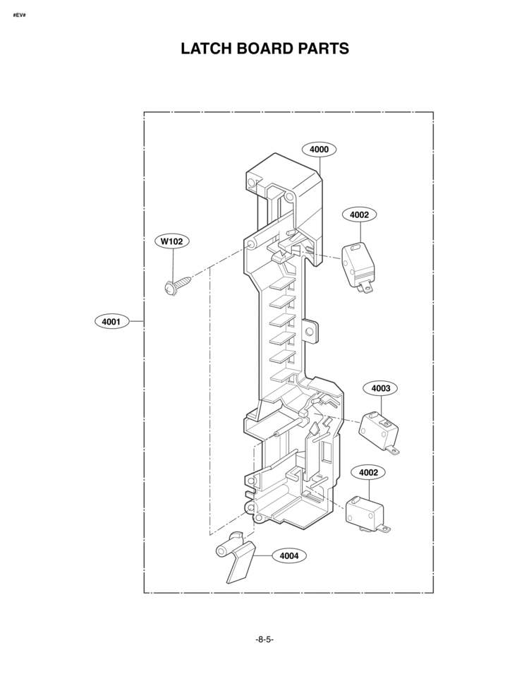 LATCH BOARD PARTS Diagram and Parts List for LMVM1955SBQ  LG Microwave