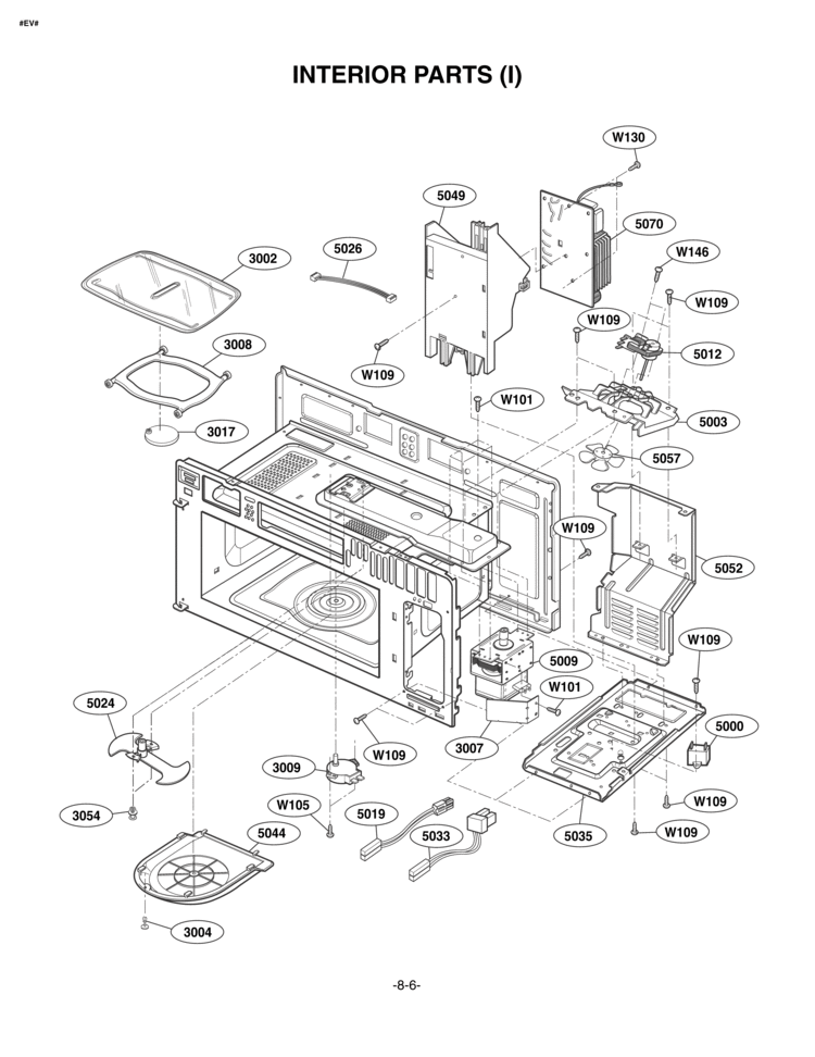 INTERIOR PARTS I Diagram and Parts List for LMVM1955SBQ  LG Microwave