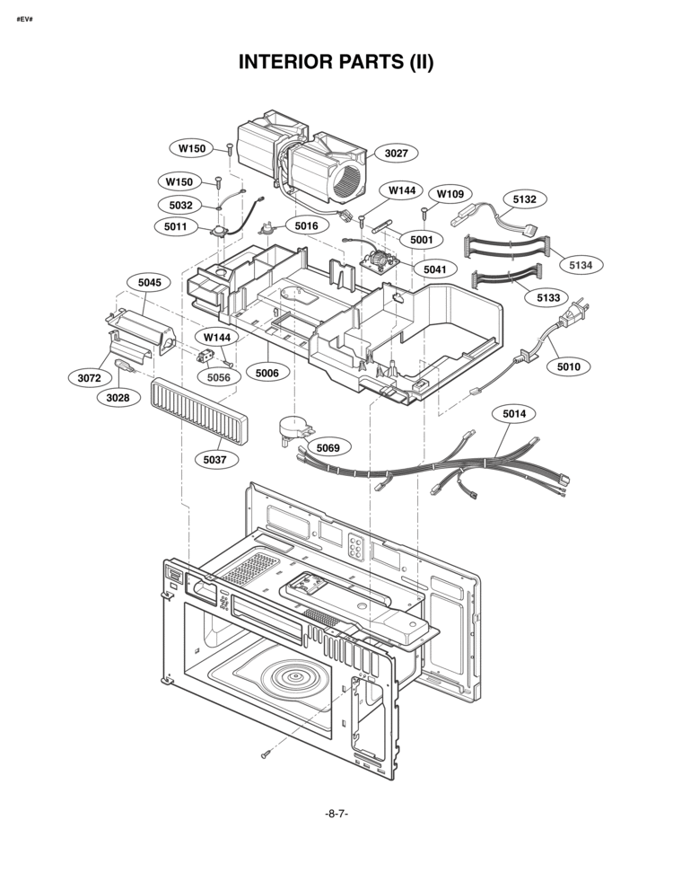 INTERIOR PARTS II Diagram and Parts List for LMVM1955SBQ  LG Microwave