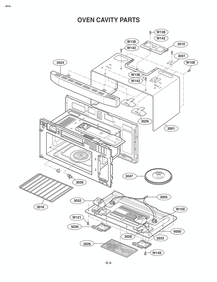 OVEN CAVITY PARTS Diagram and Parts List for LMVM1945T  LG Microwave