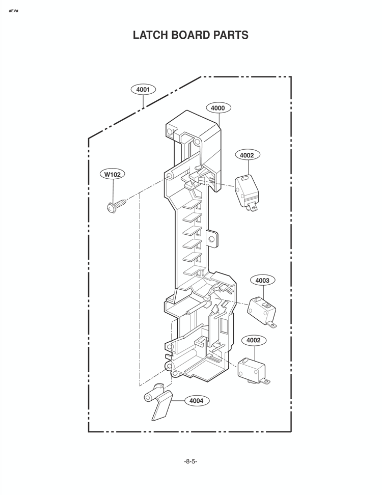 LATCH BOARD PARTS Diagram and Parts List for LMVM1945T  LG Microwave
