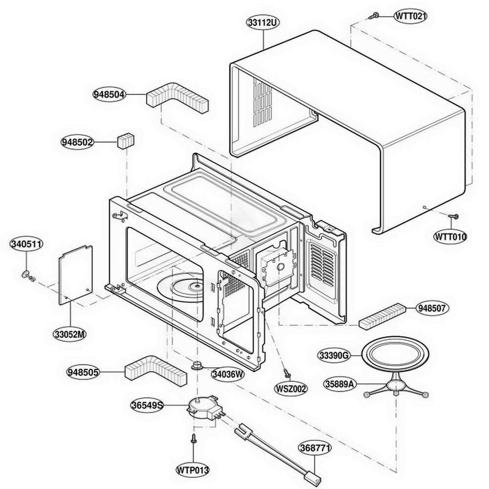 Oven Cavity Parts Diagram and Parts List for YMT1130SGQ MWEWPC LG Range