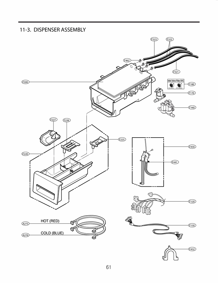 DISPENSER ASSEMBLY Diagram and Parts List for WM2701HV ASSEEUS LG Washer