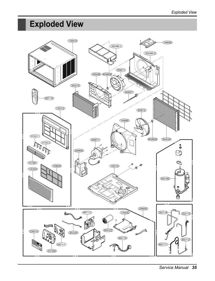 Service Manual  Exploded View Exploded View Diagram and Parts List for RADS-253A  LG Air Conditioner