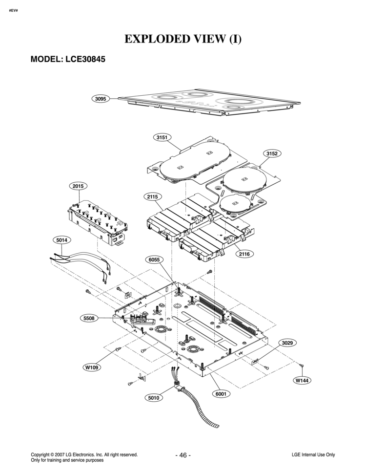 EXPLODED VIEW I Diagram and Parts List for LCE30845  LG Cooktop