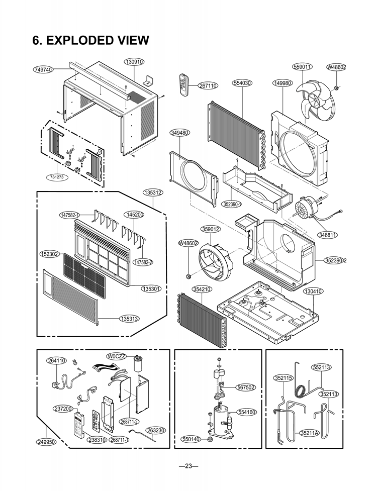 EXPLODED VIEW Diagram and Parts List for L8008RY9 AWYAUSL LG Air Conditioner